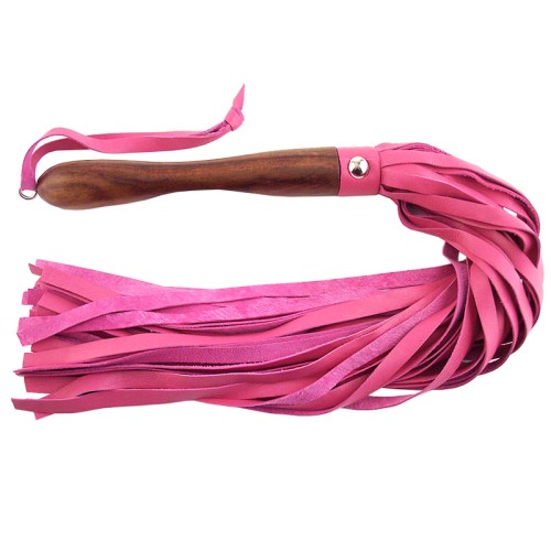 Rouge Garments Wooden Handle Pink Leather Flogger