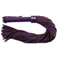 Large Purple Leather Flogger - Elegant BDSM Tool