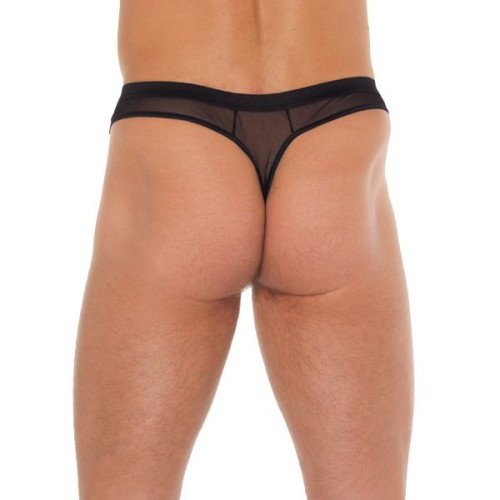 G-String Negro para Hombres con Manga para Pene para Mayor Comodidad