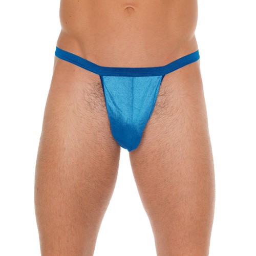 Mens Blue G-String with Supportive Pouch