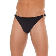 G-string negro para hombres con conectores metálicos