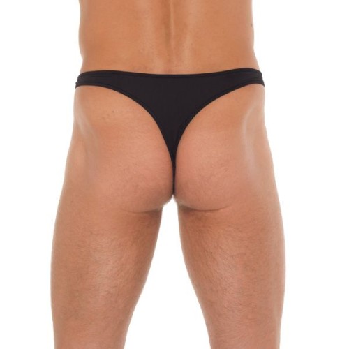 Men's Black G-String with Metal Connectors