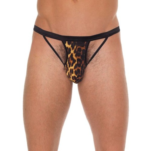 G-String Negro Masculino con Bolsa de Animal Print