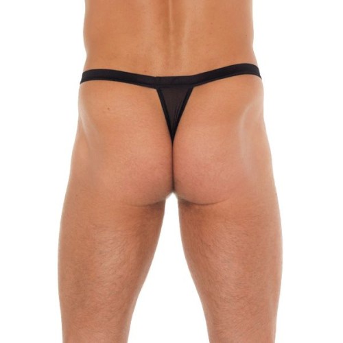 G-String Negro Masculino con Bolsa de Animal Print