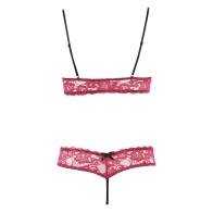 Cottelli Lace Bra and Crotchless Set