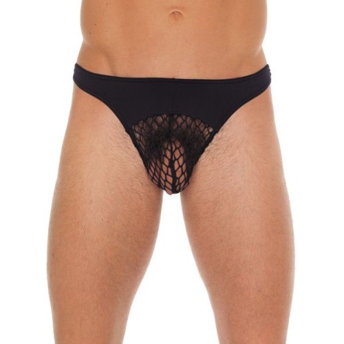 Men's Black G-String Net Pouch