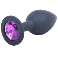 Plug Anal de Silicona Pequeño con Diamante Negro para Placer Sensorial