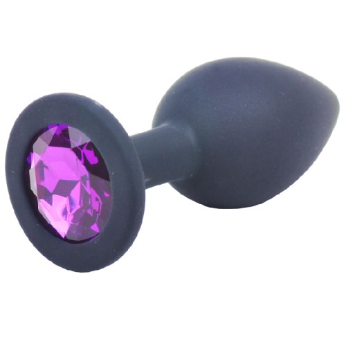 Plug Anal de Silicona Pequeño con Diamante Negro para Placer Sensorial