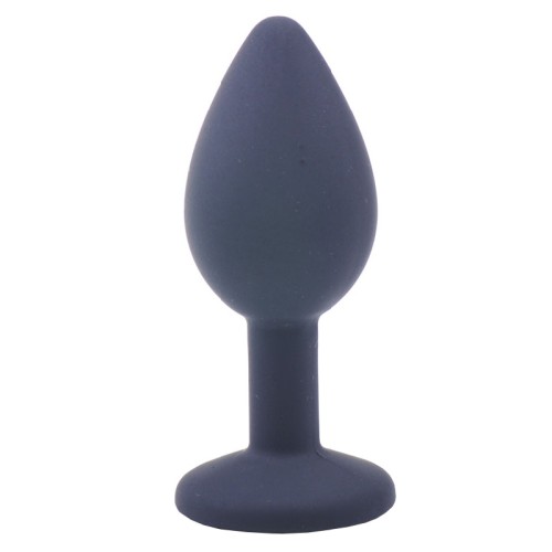 Plug Anal de Silicona Pequeño con Diamante Negro para Placer Sensorial