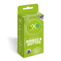 EXS Ribbed Dotted Condoms 12 Pack for Enhanced Pleasure