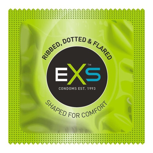 EXS Ribbed Dotted Condoms 12 Pack for Enhanced Pleasure