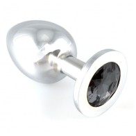 Heavy Metal Butt Plug with Black Crystal - Luxurious Pleasure