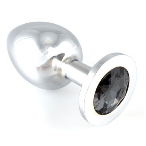 Heavy Metal Butt Plug with Black Crystal - Luxurious Pleasure