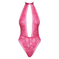 Cuerpo de Encaje Rosa con Cuello Halter Kissable