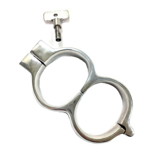 Rouge Lockable Stainless Steel Wrist Cuffs for Bondage Play