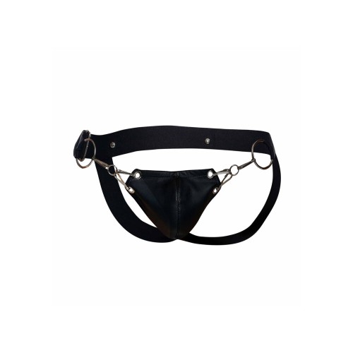 Snap Jockstrap in Faux Leather for Comfort and Style