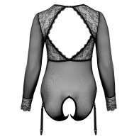 Cottelli Curves Long Sleeved Crotchless Body for Seductive Nights