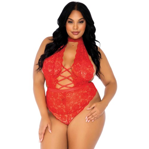 Leg Avenue Floral Lace Crotchless Teddy