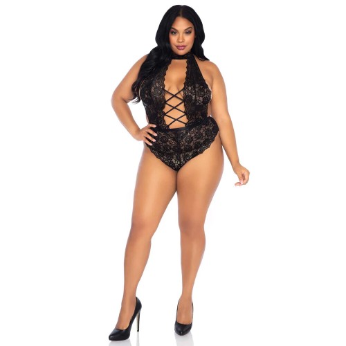 Leg Avenue Floral Lace Crotchless Teddy for Seductive Nights