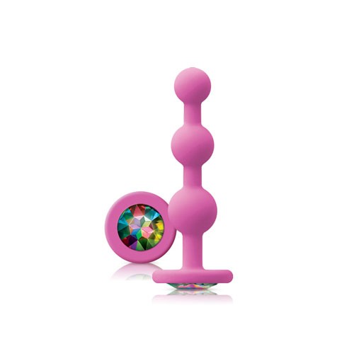 Plug Anal Glams Ripple Rosa con Gema Arcoíris