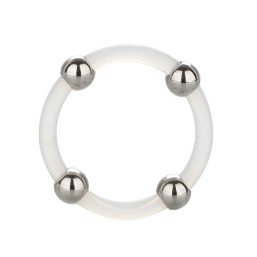 Enhance Pleasure with Silicone Cock Ring with Steel Beads