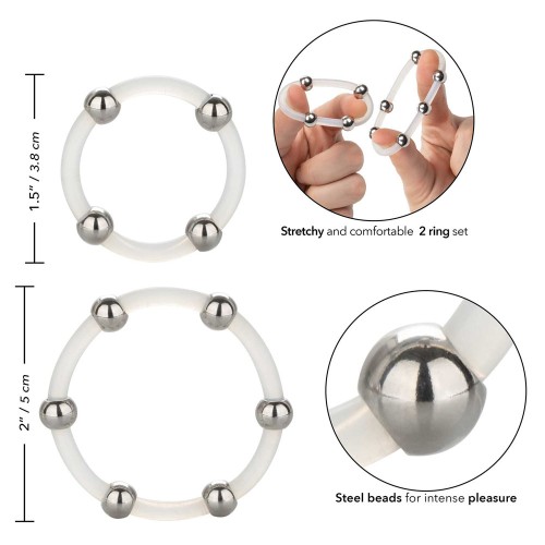 Steel Beaded Silicone Ring Set for Intense Pleasure