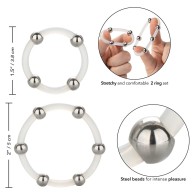 Juego de Anillos de Silicona con Perlas de Acero para Placer Intenso