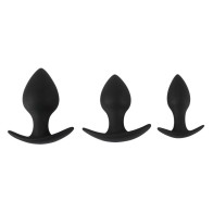 Black Velvet Silicone Three Piece Anal Training Set for Beginners