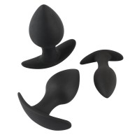 Black Velvet Silicone Three Piece Anal Training Set for Beginners