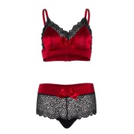 Bralette y String Satinado de Spandex Leg Avenue para Elegancia