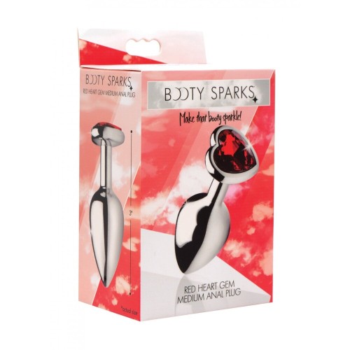 Plug Anal Mediano Booty Sparks con Corazón Rojo para Juego Apasionado