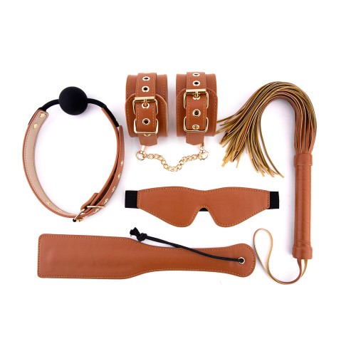 Set BDSM de Cuero Vegano Cognac Elite