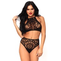 Top de Encaje y String de Cintura Alta Leg Avenue S/M