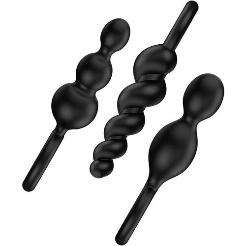 Set de 3 Plugs Anales Negros Satisfyer Booty Call para Placer