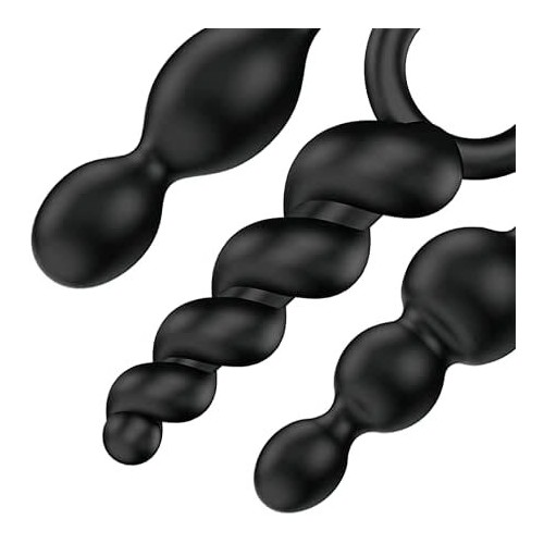 Set de 3 Plugs Anales Negros Satisfyer Booty Call para Placer