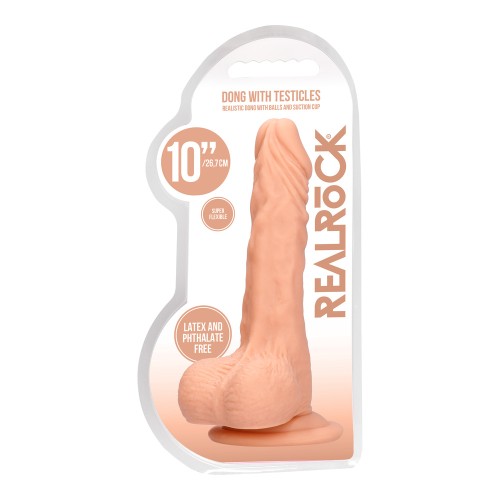 Dong RealRock de 10 Pulgadas con Testículos Color Carne