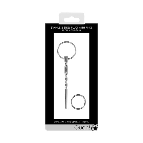 Ouch Stainless Steel Pug with Ring - Premium Urethral Sound