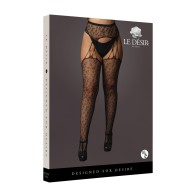 Le Desir Leopard Print Suspender Pantyhose for Legs