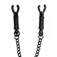 Adjustable Black Metal Nipple Clamps with Chain - Pleasure and Pain