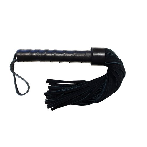 Rouge Leather Handle Suede Flogger for Sensual Bondage