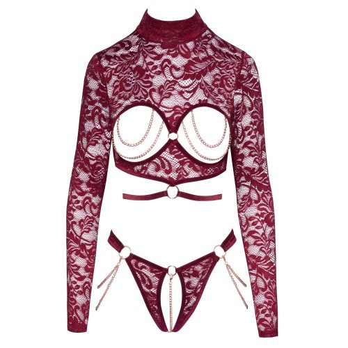 Abierta Fina Open Red Lace Body - Seductive Style