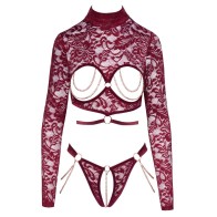 Abierta Fina Open Red Lace Body - Seductive Lingerie