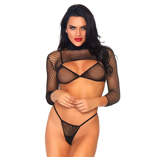 Leg Avenue Net Top Thong And Bra