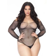 Leg Avenue Crystalized Long Sleeve Body Plus Size