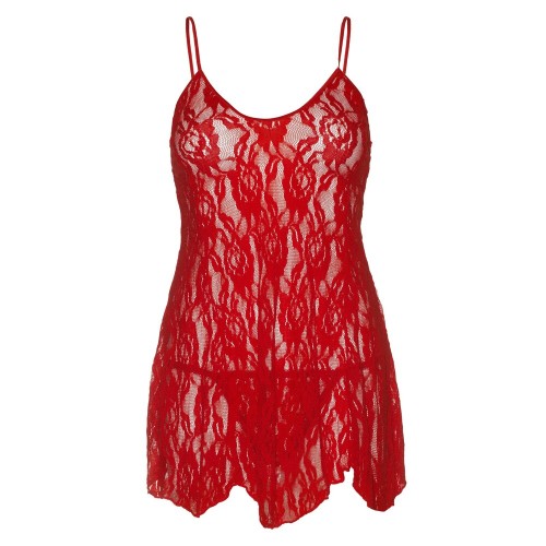 Chemise Rojo de Encaje con Flores Leg Avenue UK 14 a 18