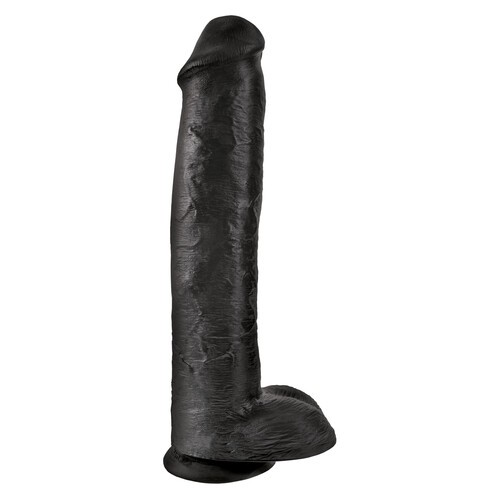 King Cock 15 Inch Cock with Balls Black - Ultimate Realism