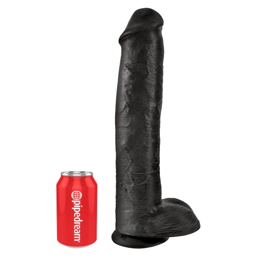 King Cock 15 Inch Cock with Balls Black - Ultimate Realism