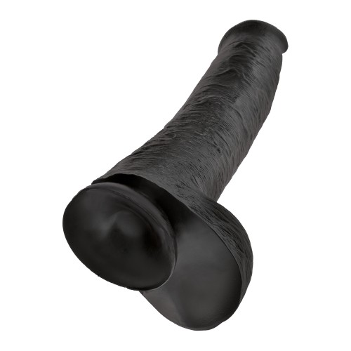 King Cock 15 Inch Cock with Balls Black - Ultimate Realism