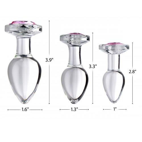 XR Pink Gem Glass Anal Plug Set