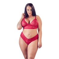 Cottelli Plus Size Red Lace Bra and Briefs XXL